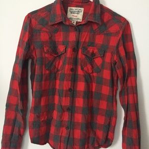 WHO.A.U Flannel Button Down Shirt